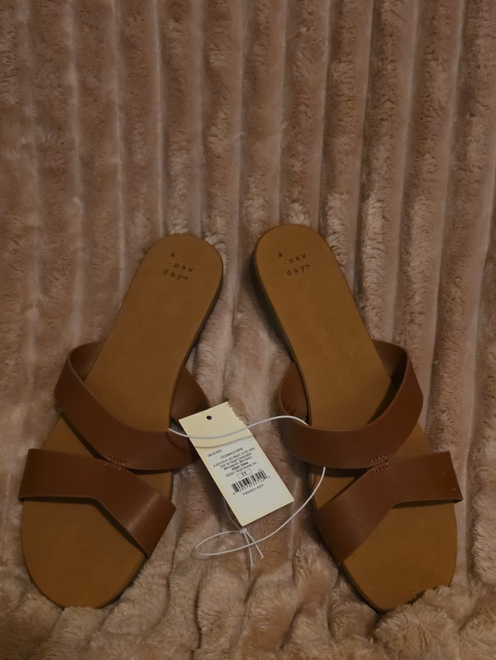 a new day Tan Brown Double-Strap Slide Sandals for Women